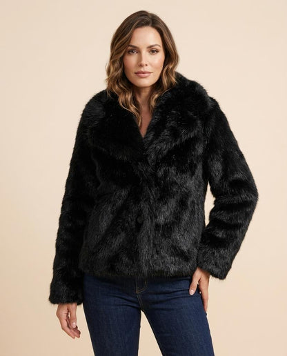 Madline24 - Vesel | Langhaarige Breitkragige Jacke Damen