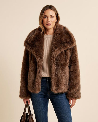 Madline24 - Vesel | Langhaarige Breitkragige Jacke Damen