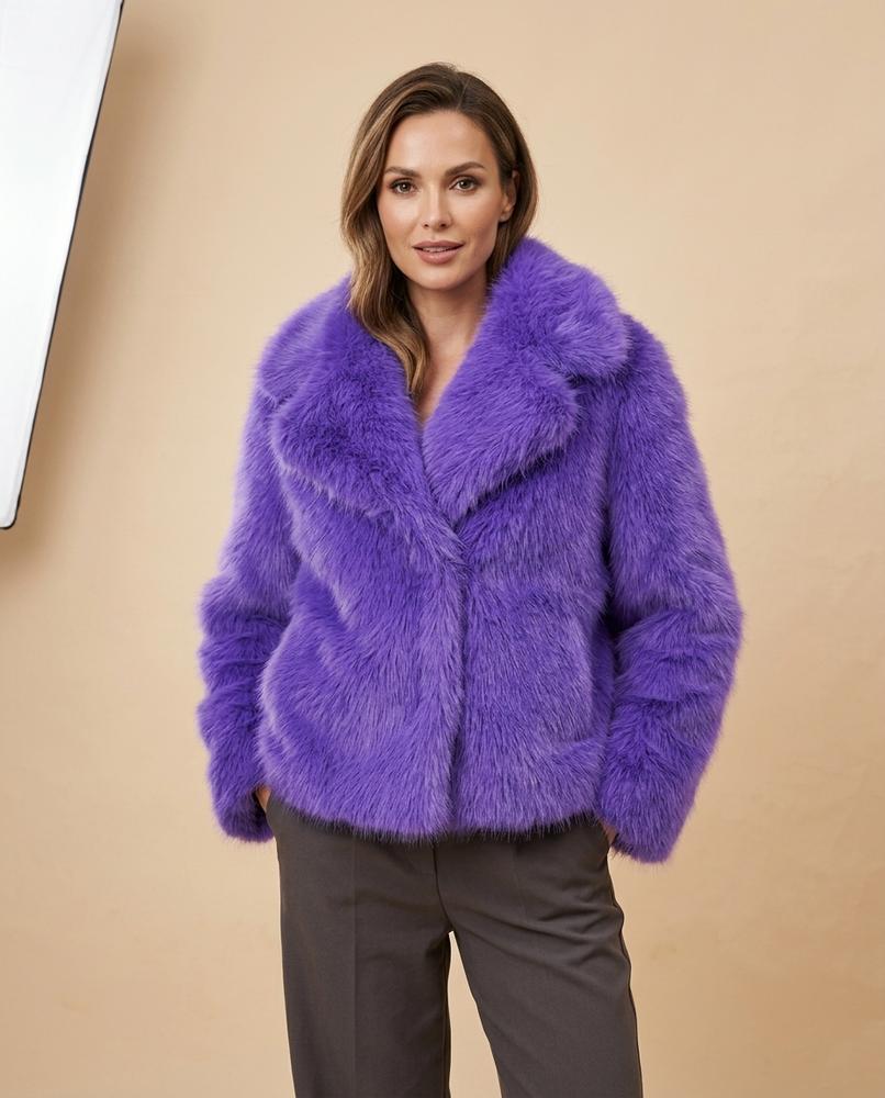 Madline24 - Vesel | Langhaarige Breitkragige Jacke Damen