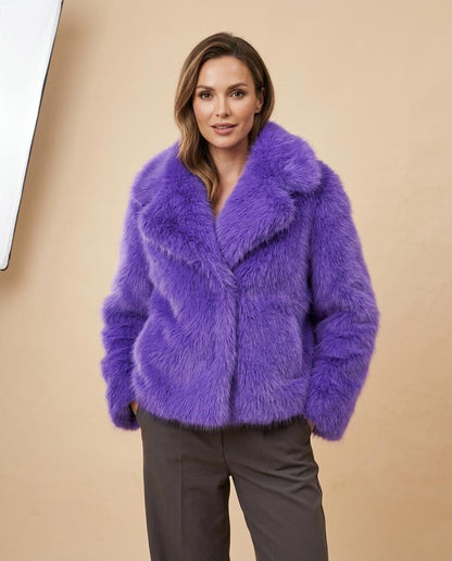 Madline24 - Vesel | Langhaarige Breitkragige Jacke Damen