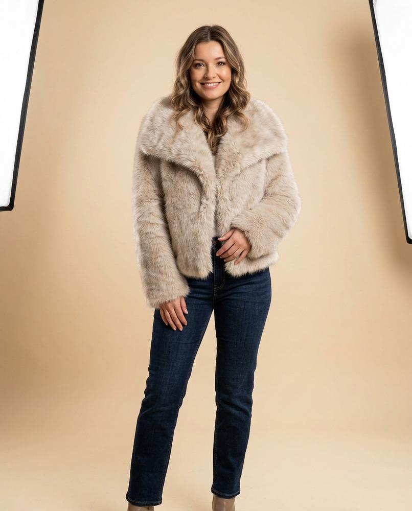 Madline24 - Vesel | Langhaarige Breitkragige Jacke Damen