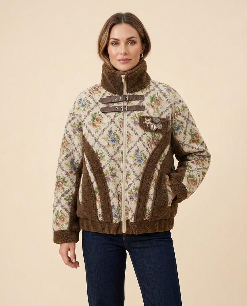 Madline24 - Daser | Geblümt Strukturiert Jacke Unisex