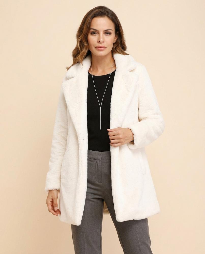 Madline24 - Cosel | Verschlussloser Flauschiger Mantel Damen
