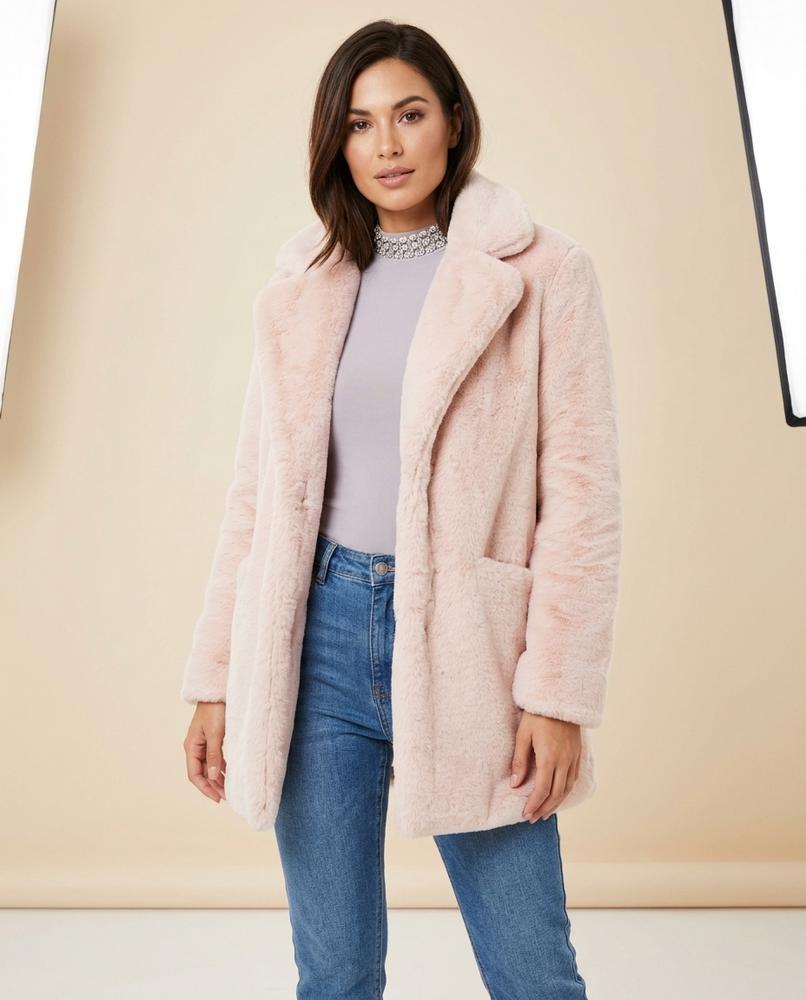 Madline24 - Cosel | Verschlussloser Flauschiger Mantel Damen