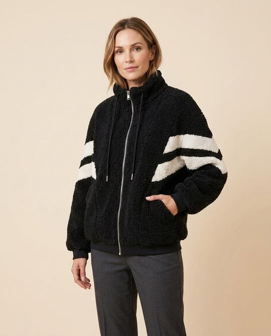 Madline24 - Tilar | Gestreifte Teddyfleece Jacke Unisex