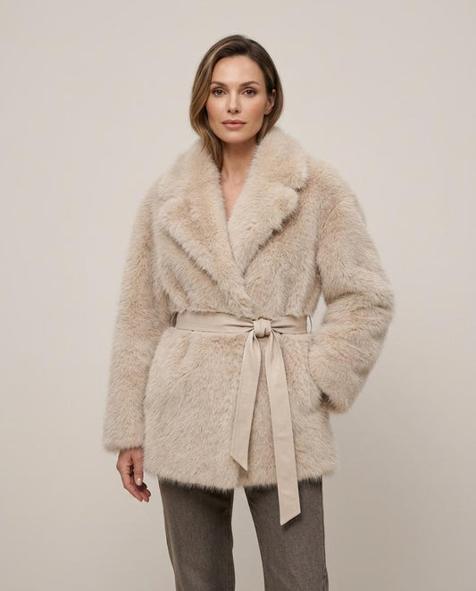 Madline24 - Minor | Gegürteter Langhaariger Mantel Damen