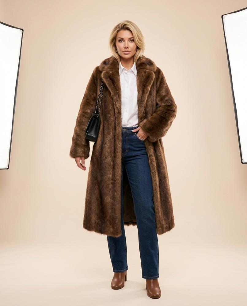 Madline24 - Tisil | Plüschiger Langgeschnittener Mantel Damen