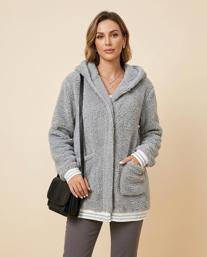 Madline24 - Velev | Flauschig Verschlusslos Jacke Damen