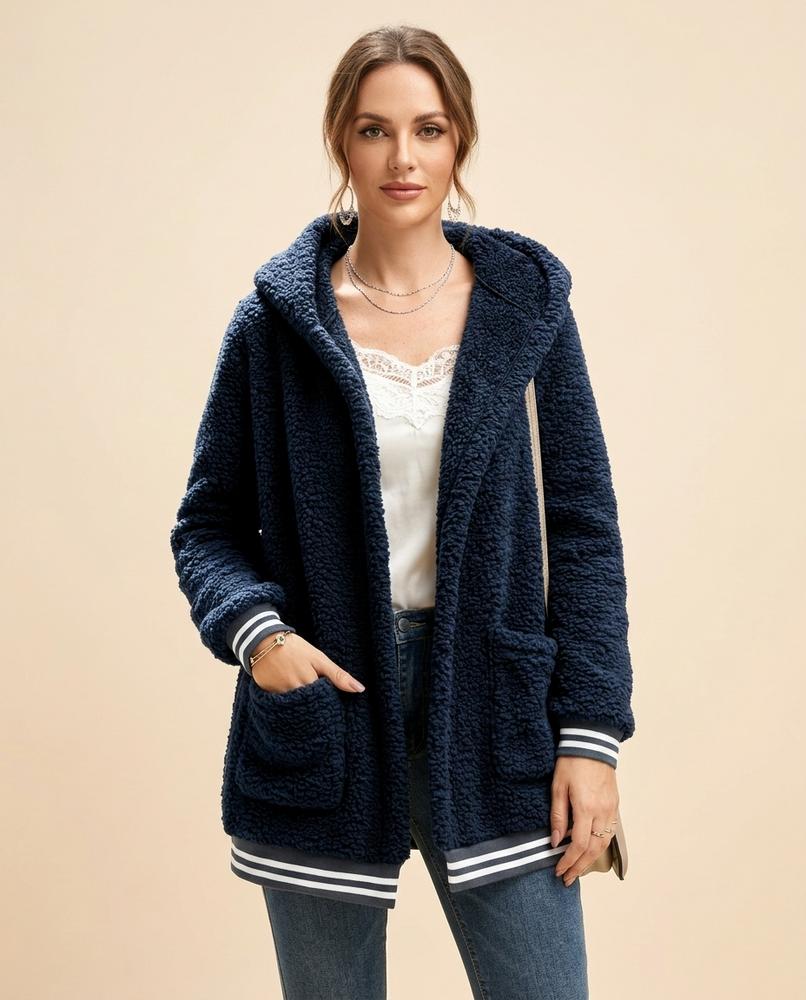Madline24 - Velev | Flauschig Verschlusslos Jacke Damen