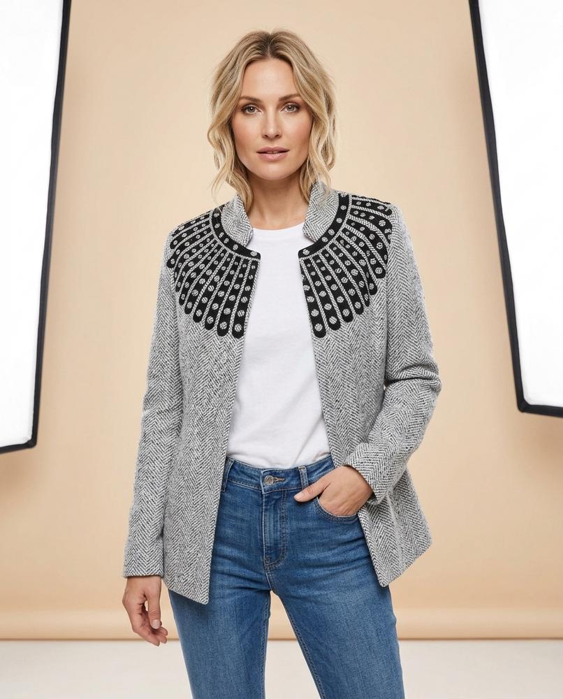 Madline24 - Colen | Strukturiert Kragenlos Mantel Damen