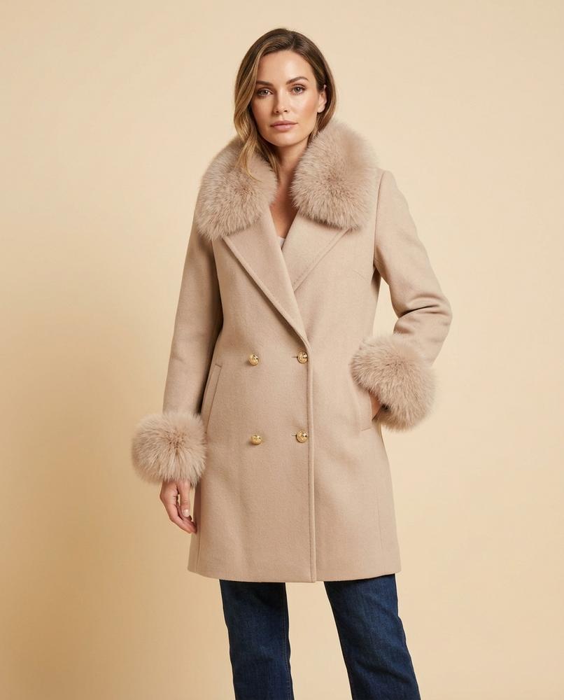 Madline24 - Dasel | Fellbesetzter Doppelreihiger Mantel Damen