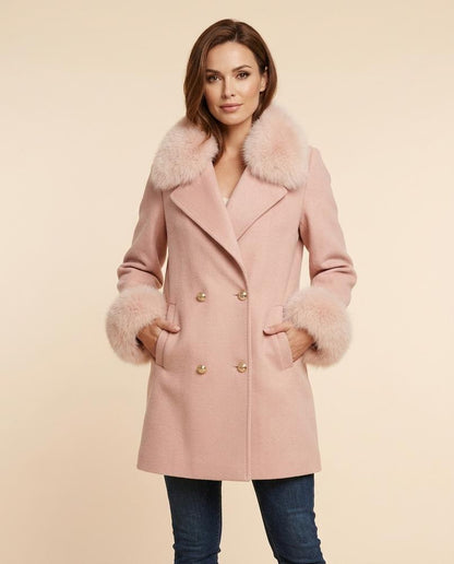 Madline24 - Dasel | Fellbesetzter Doppelreihiger Mantel Damen