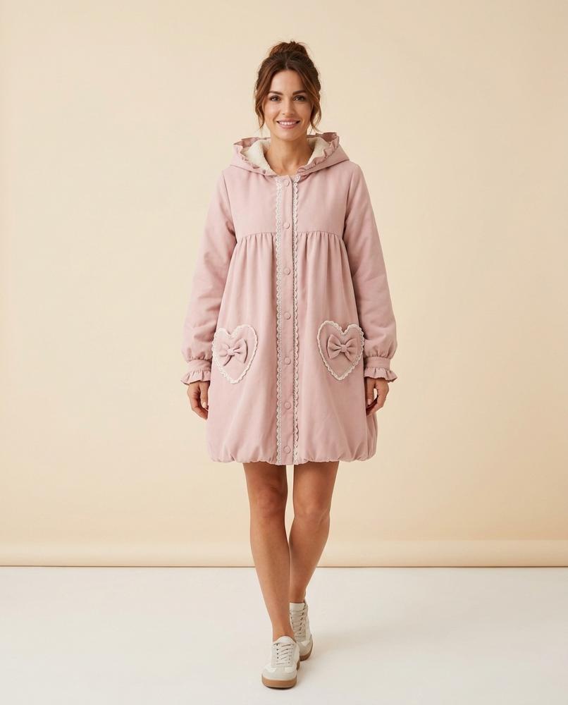 Madline24 - Caser | Ausgestellter Spitzenbesetzter Mantel Damen