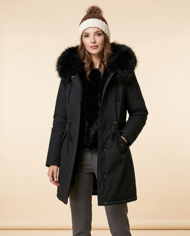 Madline24 - Rovel | Gefütterter Fellbesetzter Mantel Damen