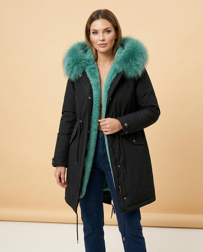 Madline24 - Rovel | Gefütterter Fellbesetzter Mantel Damen