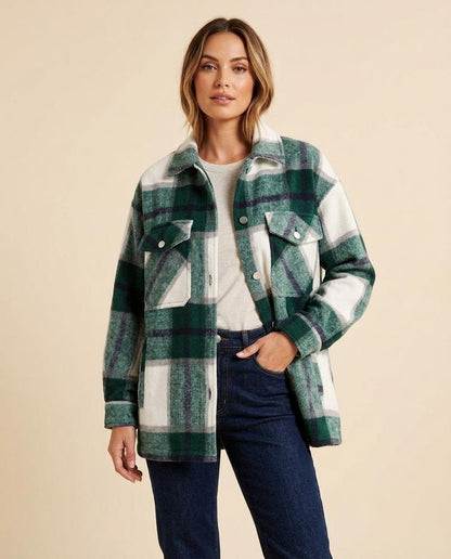 Madline24 - Sasan | Karierte Langärmlige Jacke Damen