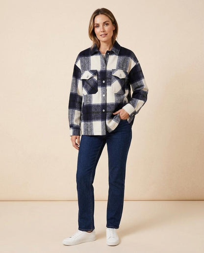 Madline24 - Sasan | Karierte Langärmlige Jacke Damen