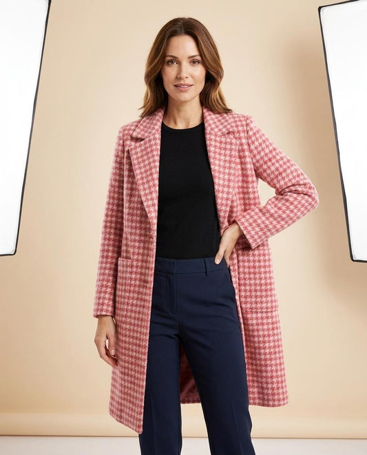 Madline24 - Tanal | Karierter Strukturierter Mantel Damen