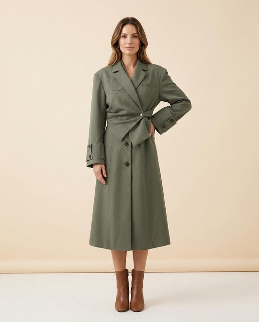 Madline24 - Zeron | Asymmetrischer Gewickelter Mantel Damen