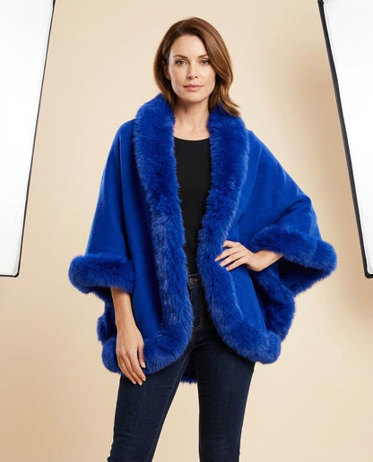 Madline24 - Alren | Offene Pelzbesetzte Strickjacke Damen