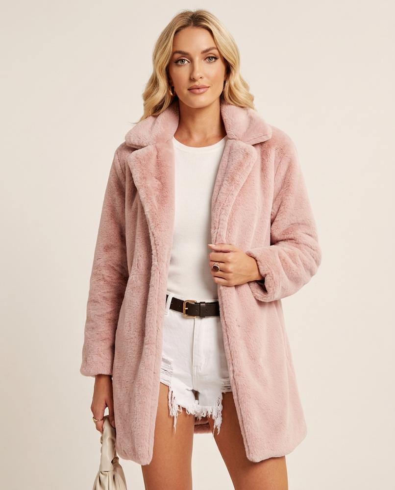 Madline24 - Caken | Plüschiger Gefütterter Mantel Damen