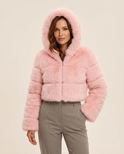 Madline24 - Vivin | Plüschig Kurz Geschnitten Jacke Damen