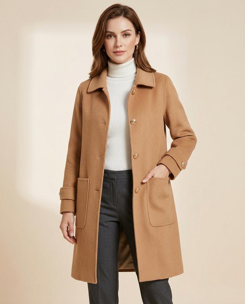 Madline24 - Maren | Einreihiger Woll Mantel Damen