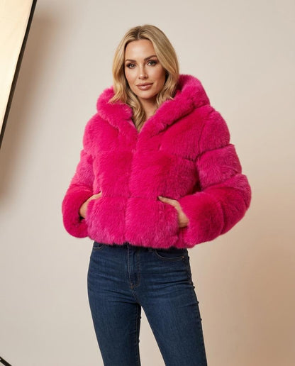 Madline24 - Vivin | Plüschig Kurz Geschnitten Jacke Damen