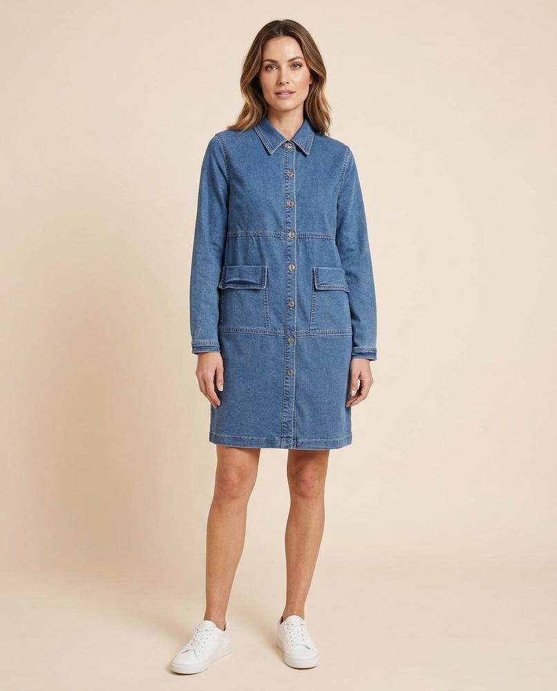 Madline24 - Seser | Langer Jeans Mantel Damen