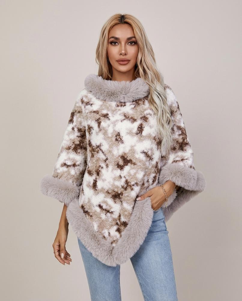 Madline24 - Riran | Gemusterter Fellbesetzter Pullover Damen