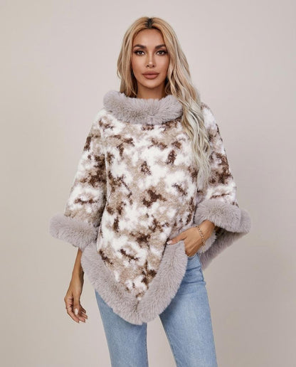 Madline24 - Riran | Gemusterter Fellbesetzter Pullover Damen