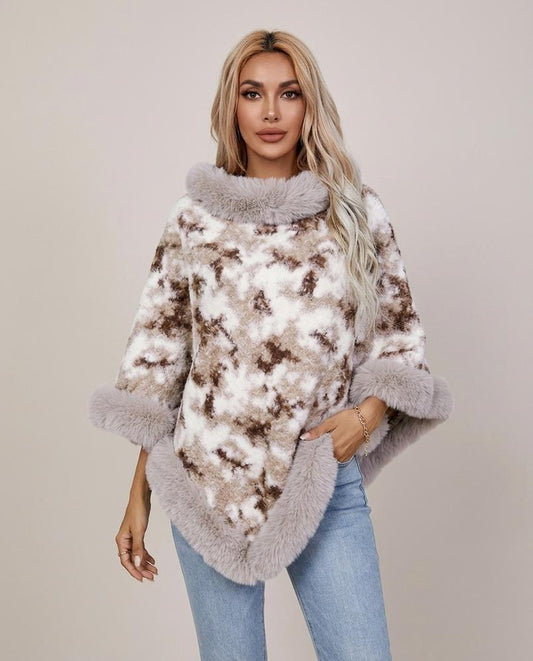 Madline24 - Riran | Gemusterter Fellbesetzter Pullover Damen