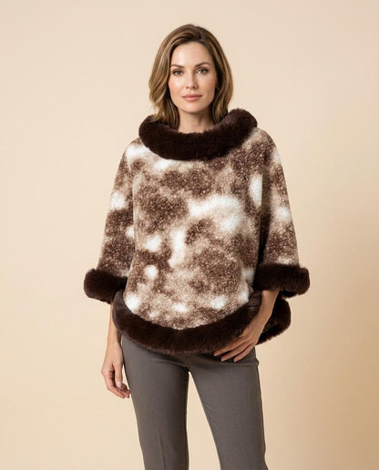 Madline24 - Riran | Gemusterter Fellbesetzter Pullover Damen