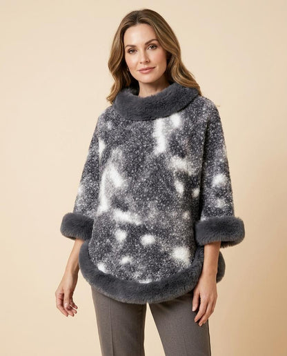 Madline24 - Riran | Gemusterter Fellbesetzter Pullover Damen