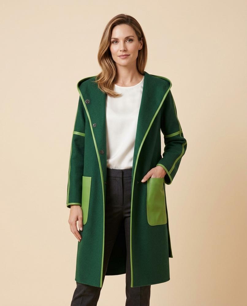 Madline24 - Rozan | Paspelierter Zweifarbiger Mantel Damen