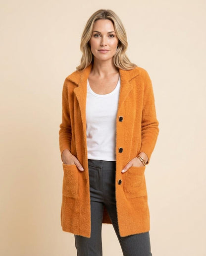 Madline24 - Valom | Geknöpfter Plüsch Mantel Damen