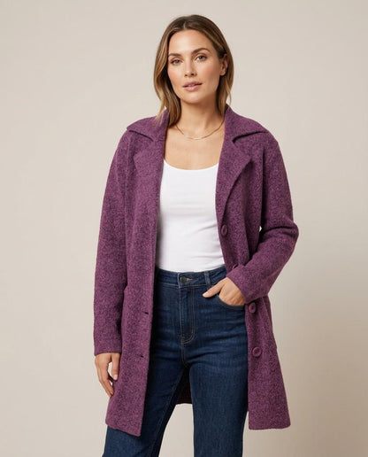 Madline24 - Valom | Geknöpfter Plüsch Mantel Damen