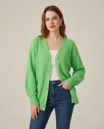 Madline24 - Lelen | Gerippt Geknöpft Cardigan Damen