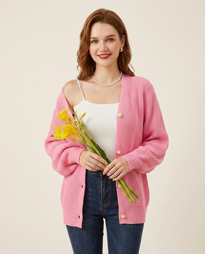 Madline24 - Lelen | Gerippt Geknöpft Cardigan Damen