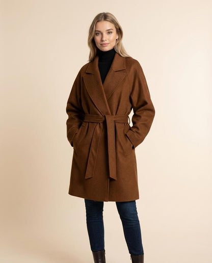 Madline24 - Kekar | Gegürteter Langer Mantel Damen
