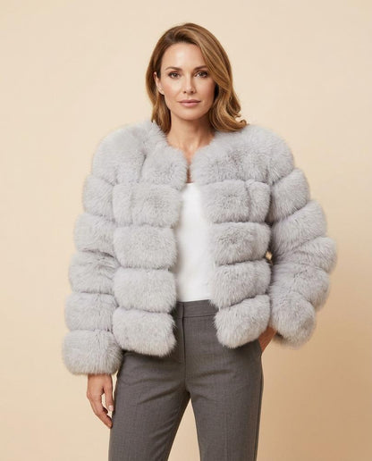 Madline24 - Nehal | Fellartig Kragenlos Jacke Damen