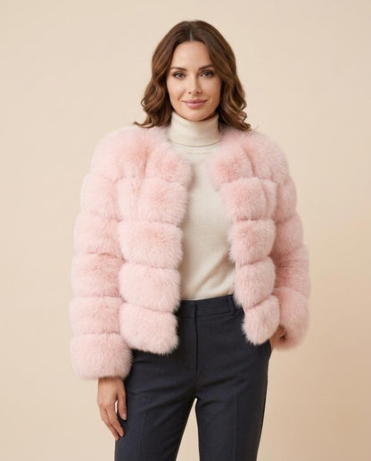 Madline24 - Nehal | Fellartig Kragenlos Jacke Damen