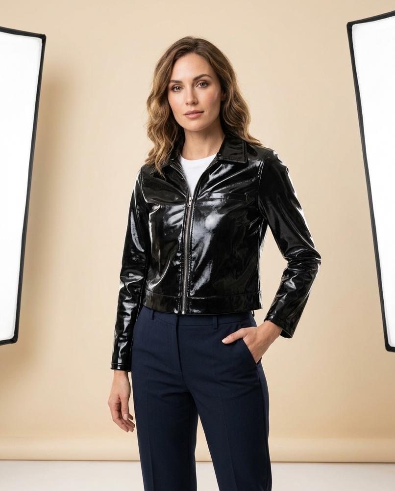 Madline24 - Lyvar | Glänzende Kurz Geschnittene Jacke Damen