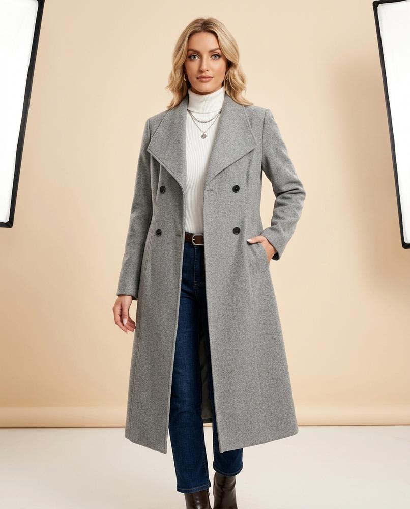 Madline24 - Tazan | Zweireihig Lang Mantel Damen